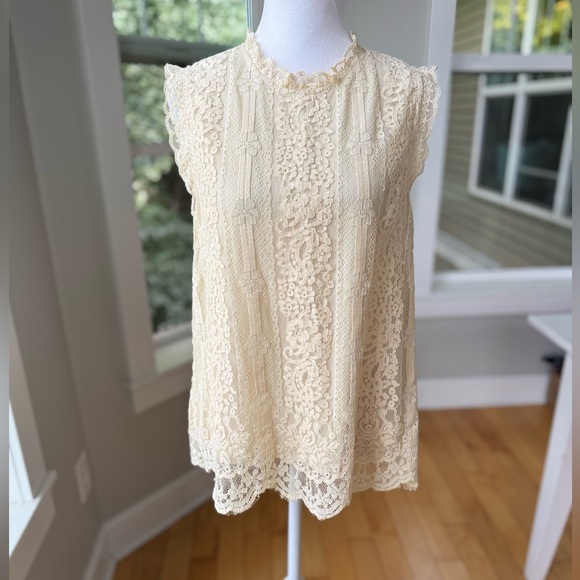 SUNDANCE Esme Ivory Cream Lace Sleeveless Top Size Small - Picture 11 of 11